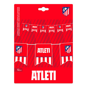 Garland pennants crests Atleti and red and white stripes